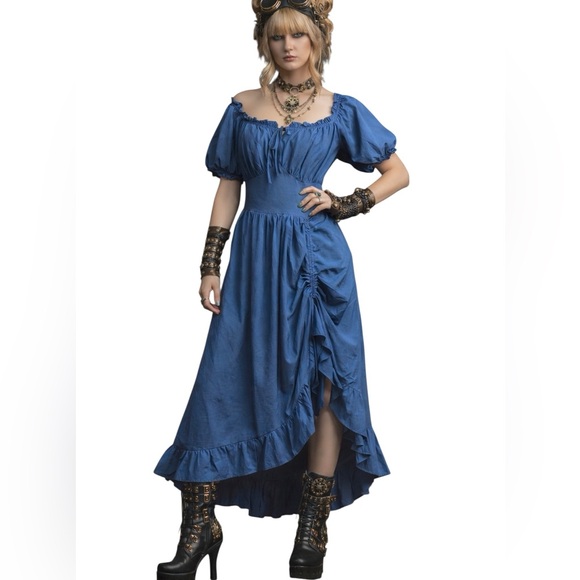 Scarlet Darkness Dresses & Skirts - Scarlett Darkness Milkmaid Steampunk Fairy Dress L Smocked Ruffles Victorian